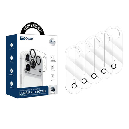 XDcase 5pcs Transparent Integrated Tempered Glass Camera Film, For iPhone 17 Pro Max, For iPhone 17 Pro, For iPhone 17, For iPhone Air