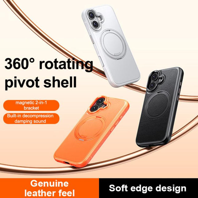 Leather Texture 360 Degrees Rotating Magnetic Holder Phone Case, For iPhone 16 Plus, For iPhone 16