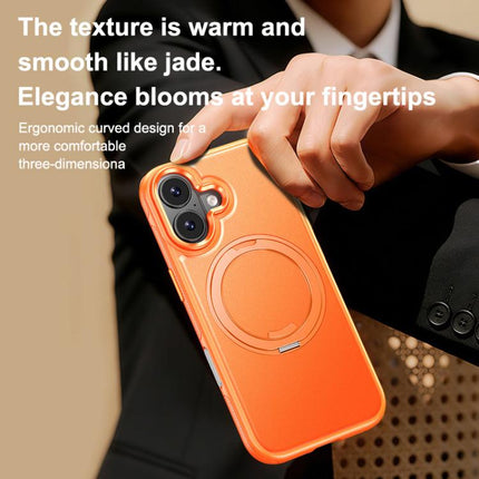 Leather Texture 360 Degrees Rotating Magnetic Holder Phone Case, For iPhone 16 Plus, For iPhone 16