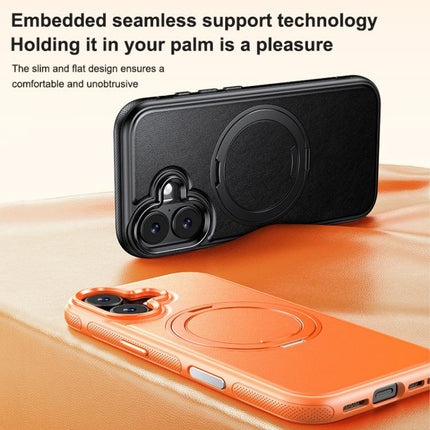 Leather Texture 360 Degrees Rotating Magnetic Holder Phone Case, For iPhone 16 Plus, For iPhone 16