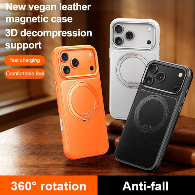 Leather Texture 360 Degrees Rotating Magnetic Holder Phone Case, For iPhone 18 Pro, For iPhone 18 Pro Max, For iPhone 17 Pro Max, For iPhone 17 Pro, For iPhone 17, For iPhone Air, For iPhone 16 Pro Max, For iPhone 16 Pro