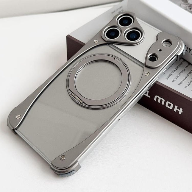 Weasel Original Color Metal Frameless 360 Rotation Holder Magnetic Phone Case, For iPhone 17 Pro Max, For iPhone 17 Pro