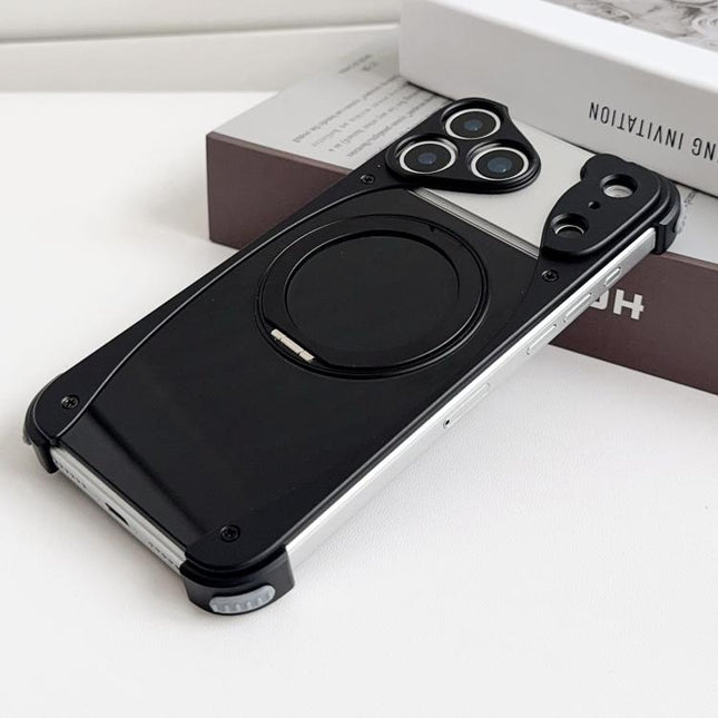 Weasel Original Color Metal Frameless 360 Rotation Holder Magnetic Phone Case, For iPhone 17 Pro Max, For iPhone 17 Pro