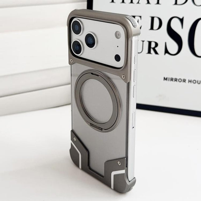 Armor Original Color Metal Frameless 360 Rotation Holder Magnetic Phone Case, For iPhone 17 Pro Max, For iPhone 17 Pro