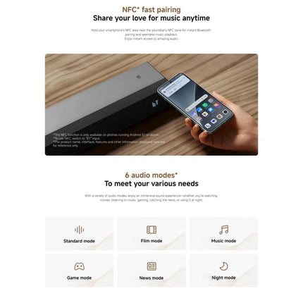 Original Xiaomi Soundbar 2.0 for TV and PC Support NFC Connection, US Plug