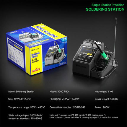 MECHANIC X200 Pro Pen-Style Smart Temperature-Adjustable Soldering Station, EU Plug, US Plug