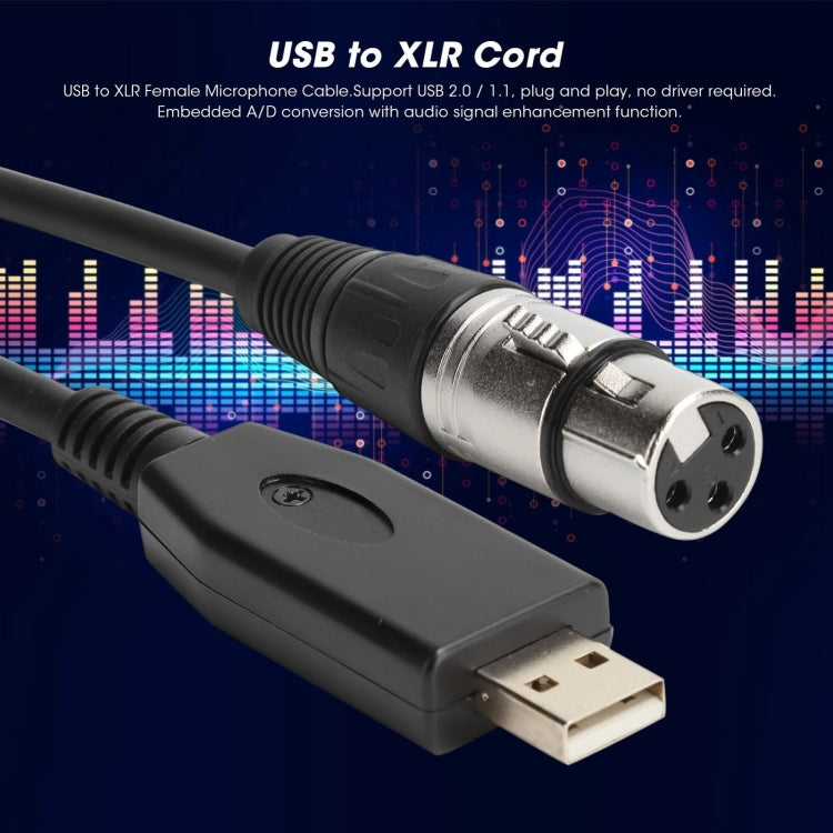 US18 USB to XLR Female Microphone Recording Cable, 3m