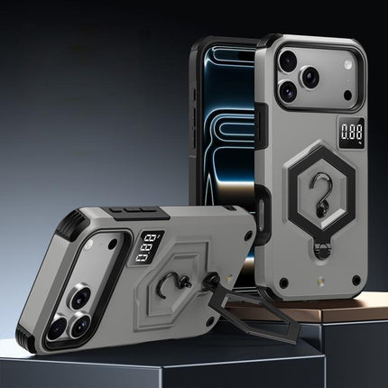 Hexagon Armor Magnetic Holder Weighing Scale Phone Case, For iPhone 17 Pro Max, For iPhone 17 Pro, For iPhone 17