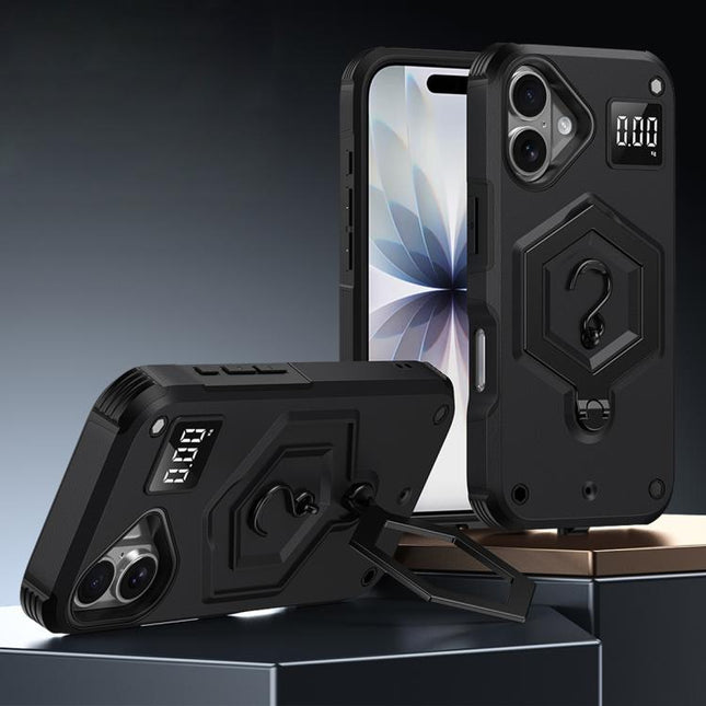 Hexagon Armor Magnetic Holder Weighing Scale Phone Case, For iPhone 17 Pro Max, For iPhone 17 Pro, For iPhone 17
