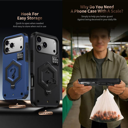 Hexagon Armor Magnetic Holder Weighing Scale Phone Case, For iPhone Air, For iPhone 16 Pro Max, For iPhone 16 Pro