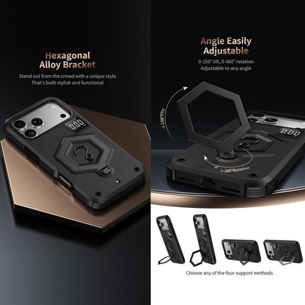 Hexagon Armor Magnetic Holder Weighing Scale Phone Case, For iPhone Air, For iPhone 16 Pro Max, For iPhone 16 Pro