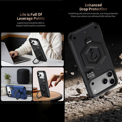 Hexagon Armor Magnetic Holder Weighing Scale Phone Case, For iPhone Air, For iPhone 16 Pro Max, For iPhone 16 Pro