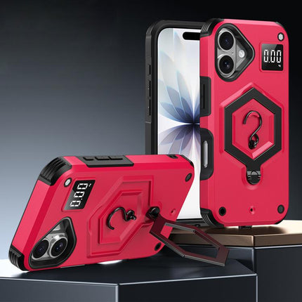 Hexagon Armor Magnetic Holder Weighing Scale Phone Case, For iPhone 16, For iPhone 15 Pro Max, For iPhone 15 Pro