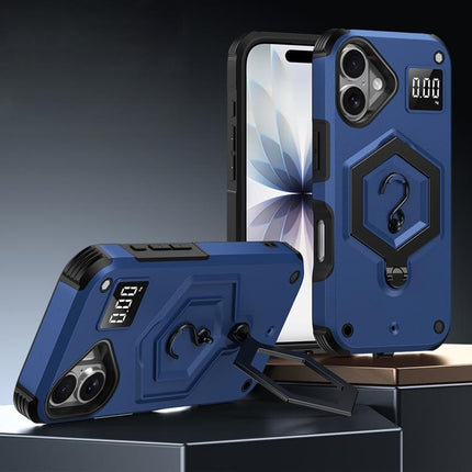 Hexagon Armor Magnetic Holder Weighing Scale Phone Case, For iPhone 16, For iPhone 15 Pro Max, For iPhone 15 Pro