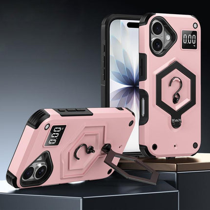 Hexagon Armor Magnetic Holder Weighing Scale Phone Case, For iPhone 16, For iPhone 15 Pro Max, For iPhone 15 Pro