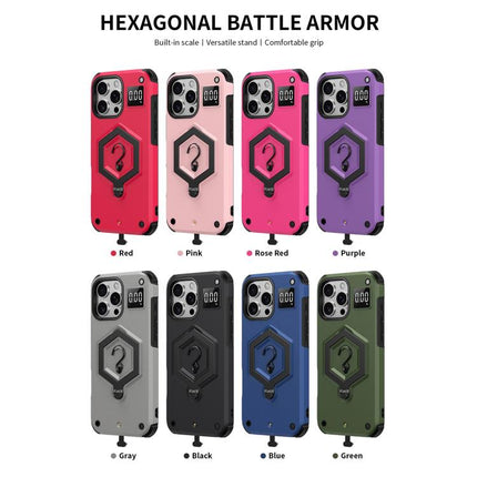 Hexagon Armor Magnetic Holder Weighing Scale Phone Case, For iPhone 13 Pro Max, For iPhone 13 Pro, For iPhone 12 Pro Max