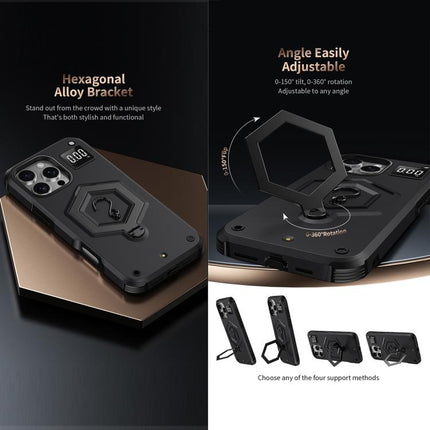 Hexagon Armor Magnetic Holder Weighing Scale Phone Case, For iPhone 13 Pro Max, For iPhone 13 Pro, For iPhone 12 Pro Max