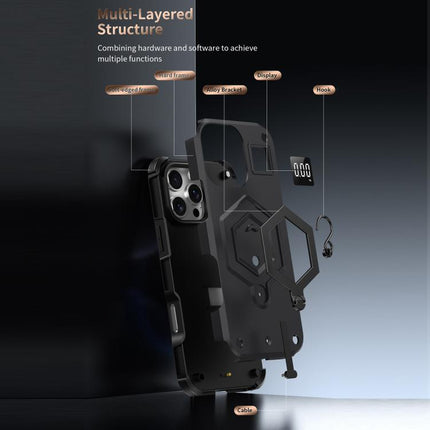 Hexagon Armor Magnetic Holder Weighing Scale Phone Case, For iPhone 13 Pro Max, For iPhone 13 Pro, For iPhone 12 Pro Max