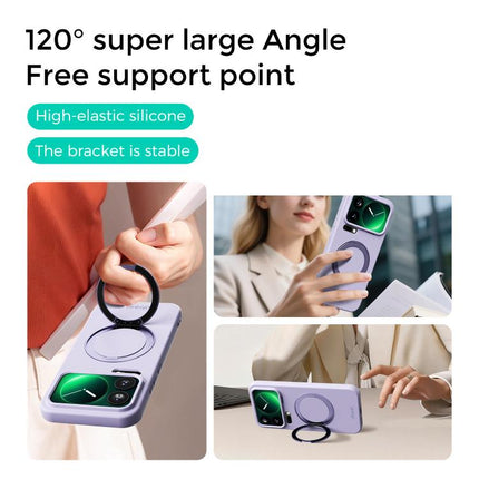 ABEEL Skin-friendly Feel Magnetic Liquid Silicone Phone Case with Holder, For Xiaomi 17 Pro, For Xiaomi 17