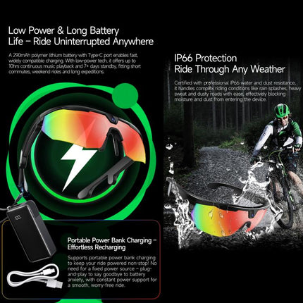 W640 8MP Cycling Smart AI Sports Glasses, Six-axis Image Stabilization, Wi-Fi, Touch Control, Dual Mic Noise Reduction, AI Translation