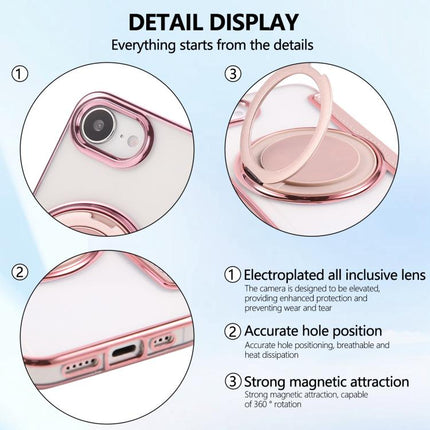 Ultra-thin Rotation Holder Magnetic Plating Vegan Leather Phone Case, For iPhone 17e / 16e, For iPhone 17 Pro Max, For iPhone 17 Pro