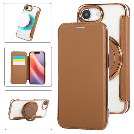 Ultra-thin Rotation Holder Magnetic Plating Vegan Leather Phone Case, For iPhone 17e / 16e, For iPhone 17 Pro Max, For iPhone 17 Pro