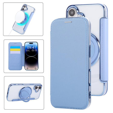 Ultra-thin Rotation Holder Magnetic Plating Vegan Leather Phone Case, For iPhone 16 Pro, For iPhone 16 Plus, For iPhone 16
