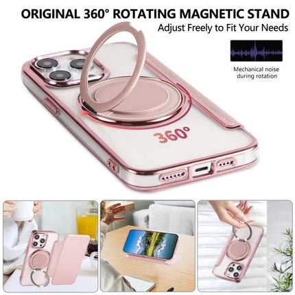 Ultra-thin Rotation Holder Magnetic Plating Vegan Leather Phone Case, For iPhone 15 Pro Max, For iPhone 15 Pro, For iPhone 15 Plus / 14 Plus