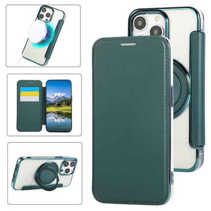 Ultra-thin Rotation Holder Magnetic Plating Vegan Leather Phone Case, For iPhone 15 Pro Max, For iPhone 15 Pro, For iPhone 15 Plus / 14 Plus