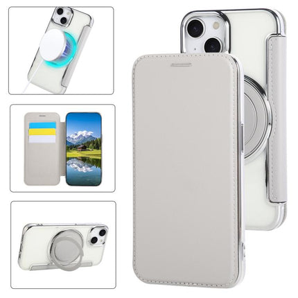 Ultra-thin Rotation Holder Magnetic Plating Vegan Leather Phone Case, For iPhone 15, For iPhone 14 / 13, For iPhone 14 Pro