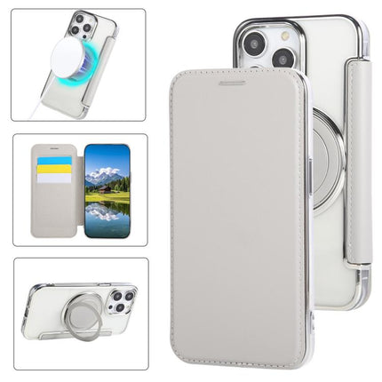 Ultra-thin Rotation Holder Magnetic Plating Vegan Leather Phone Case, For iPhone 15, For iPhone 14 / 13, For iPhone 14 Pro