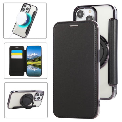 Ultra-thin Rotation Holder Magnetic Plating Vegan Leather Phone Case, For iPhone 14 Pro Max, For iPhone 13 Pro Max, For iPhone 13 Pro