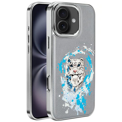 Embroidered Graffiti Vegan Leather Shield Electroplated Magnetic Phone Case, For iPhone 16 Plus, For iPhone 16, For iPhone 15 Pro Max, For iPhone 15 Pro, For iPhone 15 Plus, For iPhone 15