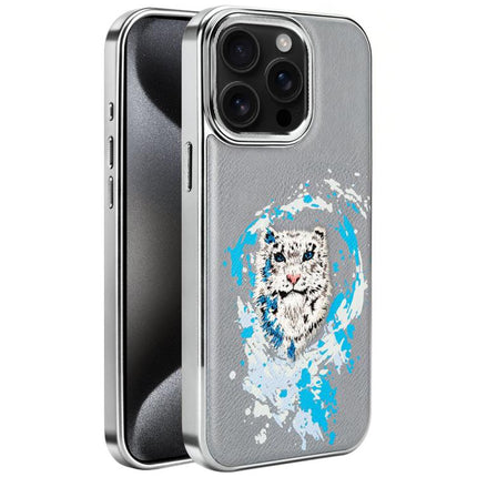 Embroidered Graffiti Vegan Leather Shield Electroplated Magnetic Phone Case, For iPhone 16 Plus, For iPhone 16, For iPhone 15 Pro Max, For iPhone 15 Pro, For iPhone 15 Plus, For iPhone 15
