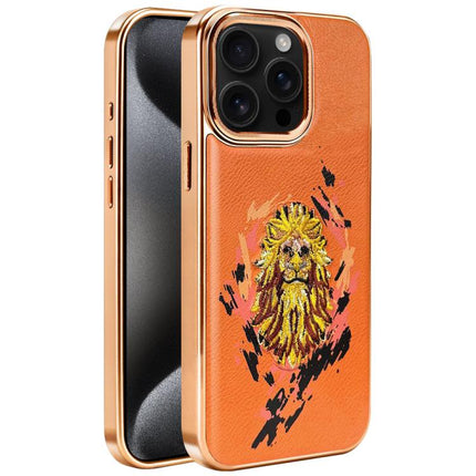 Embroidered Graffiti Vegan Leather Shield Electroplated Magnetic Phone Case, For iPhone 16 Plus, For iPhone 16, For iPhone 15 Pro Max, For iPhone 15 Pro, For iPhone 15 Plus, For iPhone 15