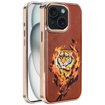 Embroidered Graffiti Vegan Leather Shield Electroplated Magnetic Phone Case, For iPhone 16 Plus, For iPhone 16, For iPhone 15 Pro Max, For iPhone 15 Pro, For iPhone 15 Plus, For iPhone 15