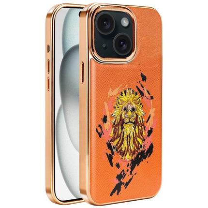 Embroidered Graffiti Vegan Leather Shield Electroplated Magnetic Phone Case, For iPhone 16 Plus, For iPhone 16, For iPhone 15 Pro Max, For iPhone 15 Pro, For iPhone 15 Plus, For iPhone 15
