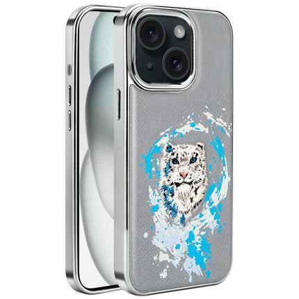 Embroidered Graffiti Vegan Leather Shield Electroplated Magnetic Phone Case, For iPhone 16 Plus, For iPhone 16, For iPhone 15 Pro Max, For iPhone 15 Pro, For iPhone 15 Plus, For iPhone 15