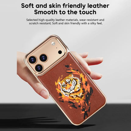 Embroidered Graffiti Vegan Leather Shield Electroplated Magnetic Phone Case, For iPhone 16 Plus, For iPhone 16, For iPhone 15 Pro Max, For iPhone 15 Pro, For iPhone 15 Plus, For iPhone 15