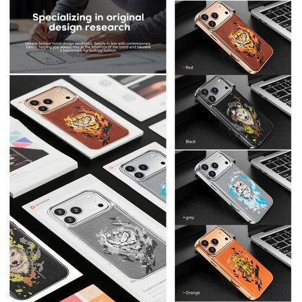 Embroidered Graffiti Vegan Leather Shield Electroplated Magnetic Phone Case, For iPhone 17 Pro Max, For iPhone 17 Pro, For iPhone 17, For iPhone Air, For iPhone 16 Pro Max, For iPhone 16 Pro