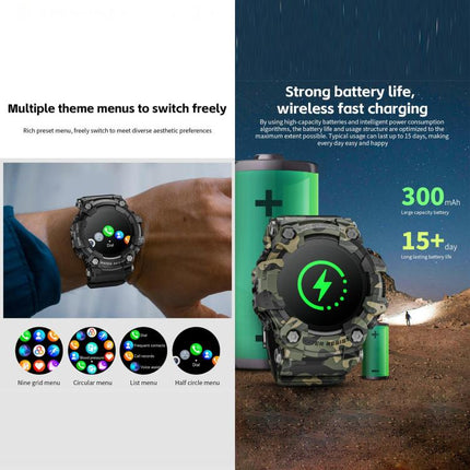 LOKMAT ATTACK T Rugged Smart Watch, 1.32 inch, BT Call, SOS, Pedometer, Sleep Tracking, Heart Rate, Blood Pressure, Blood Oxygen