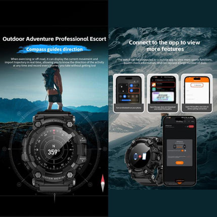 LOKMAT ATTACK T Rugged Smart Watch, 1.32 inch, BT Call, SOS, Pedometer, Sleep Tracking, Heart Rate, Blood Pressure, Blood Oxygen