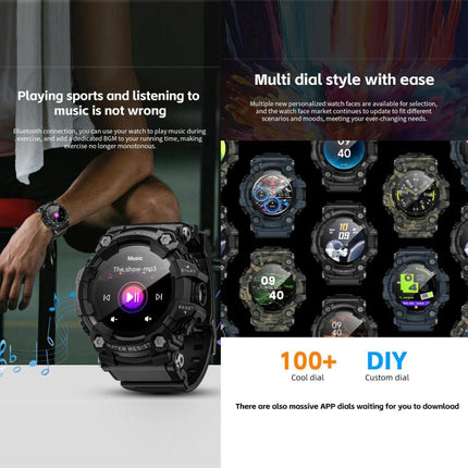 LOKMAT ATTACK T Rugged Smart Watch, 1.32 inch, BT Call, SOS, Pedometer, Sleep Tracking, Heart Rate, Blood Pressure, Blood Oxygen
