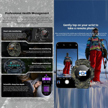 LOKMAT ATTACK T Rugged Smart Watch, 1.32 inch, BT Call, SOS, Pedometer, Sleep Tracking, Heart Rate, Blood Pressure, Blood Oxygen