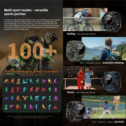 LOKMAT ATTACK T Rugged Smart Watch, 1.32 inch, BT Call, SOS, Pedometer, Sleep Tracking, Heart Rate, Blood Pressure, Blood Oxygen