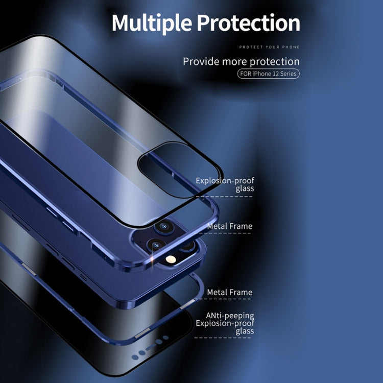 Doppelseitiges gehärtetes Glas, magnetische Adsorption, Metallrahmen, Anti-Peep-Bildschirmhülle, für iPhone 12 Pro Max, für iPhone 12/12 Pro, für iPhone 12 mini