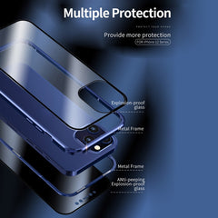 Double Sides Tempered Glass Magnetic Adsorption Metal Frame Anti-peep Screen Case, For iPhone 12 Pro Max, For iPhone 12 / 12 Pro, For iPhone 12 mini