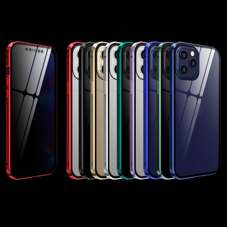 Doppelseitiges gehärtetes Glas, magnetische Adsorption, Metallrahmen, Anti-Peep-Bildschirmhülle, für iPhone 12 Pro Max, für iPhone 12/12 Pro, für iPhone 12 mini