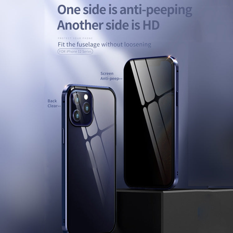 Doppelseitiges gehärtetes Glas, magnetische Adsorption, Metallrahmen, Anti-Peep-Bildschirmhülle, für iPhone 12 Pro Max, für iPhone 12/12 Pro, für iPhone 12 mini