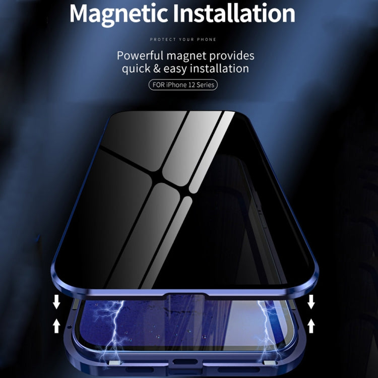 Doppelseitiges gehärtetes Glas, magnetische Adsorption, Metallrahmen, Anti-Peep-Bildschirmhülle, für iPhone 12 Pro Max, für iPhone 12/12 Pro, für iPhone 12 mini